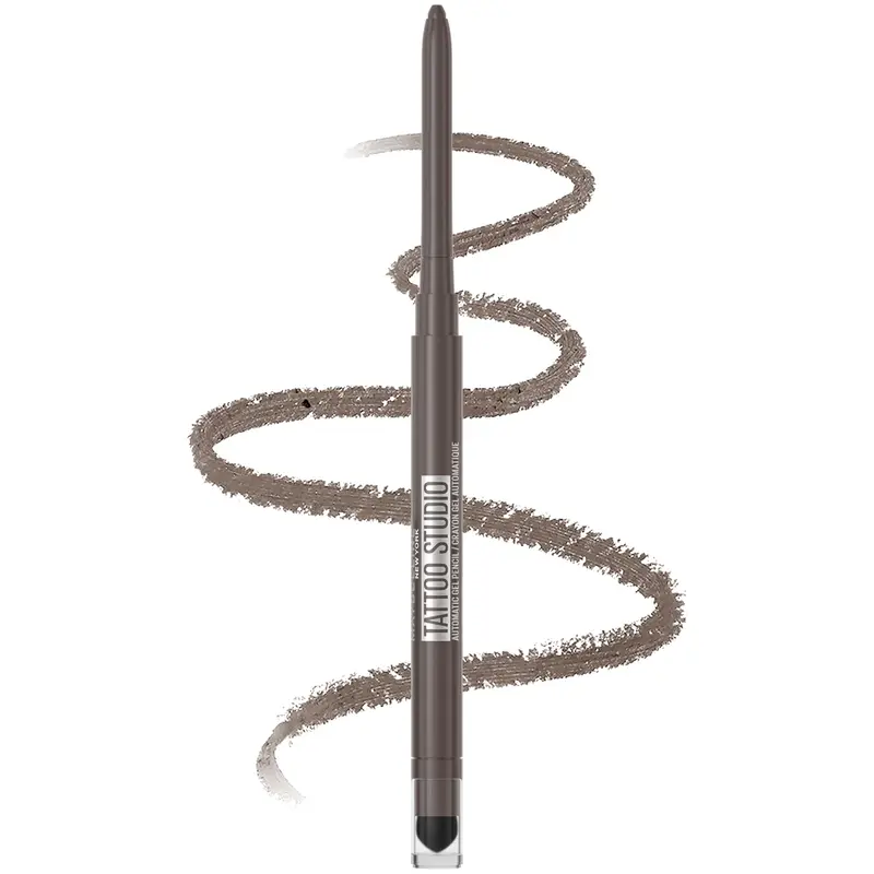 MAYBELLINE Tattoo Studio Crayon Gel Automatique Waterproof – Fini Mat Smoky, Tenue Jusqu'à 36H – Noir Profond, Brun Espresso, Moka Nuit, Saphir Éveillé