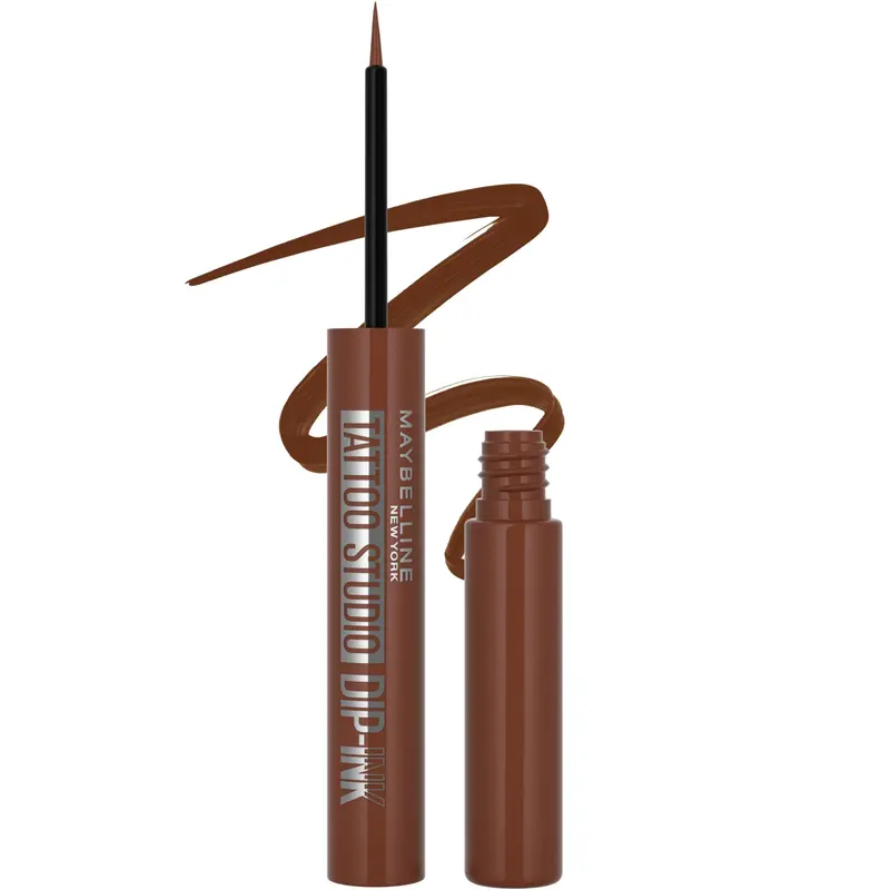 MAYBELLINE Tattoo Studio Dip-Ink Eyeliner Liquide Waterproof – Brun – Tenue jusqu'à 24H