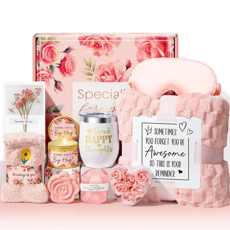 MAYICIVO Coffret Bien-Être pour Femmes – Cadeaux Spa Rose et Accessoires Luxueux