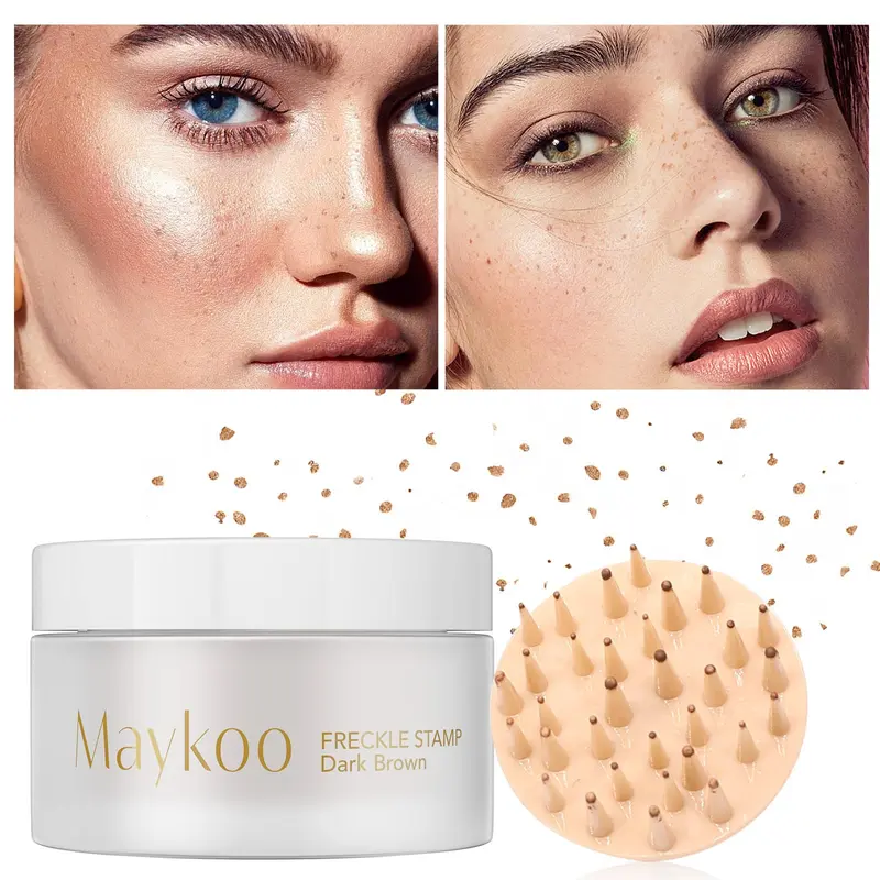 MAYKOO Tampon Taches de Rousseur – Effet naturel, longue tenue, résistant à l'eau, brun foncé, 15 g