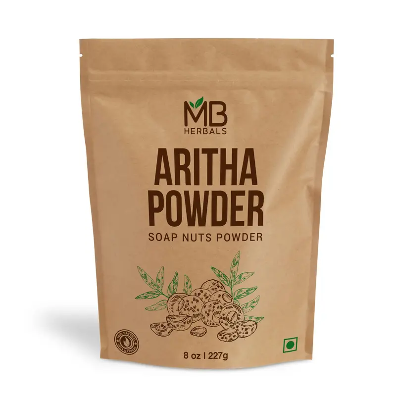 MB Herbals Poudre d'Aritha 227 g (8 oz) – Pure et Sauvage, Sans Additifs – Poudre de Sapindus mukorossi | Shampoing et Après-Shampoing Naturels