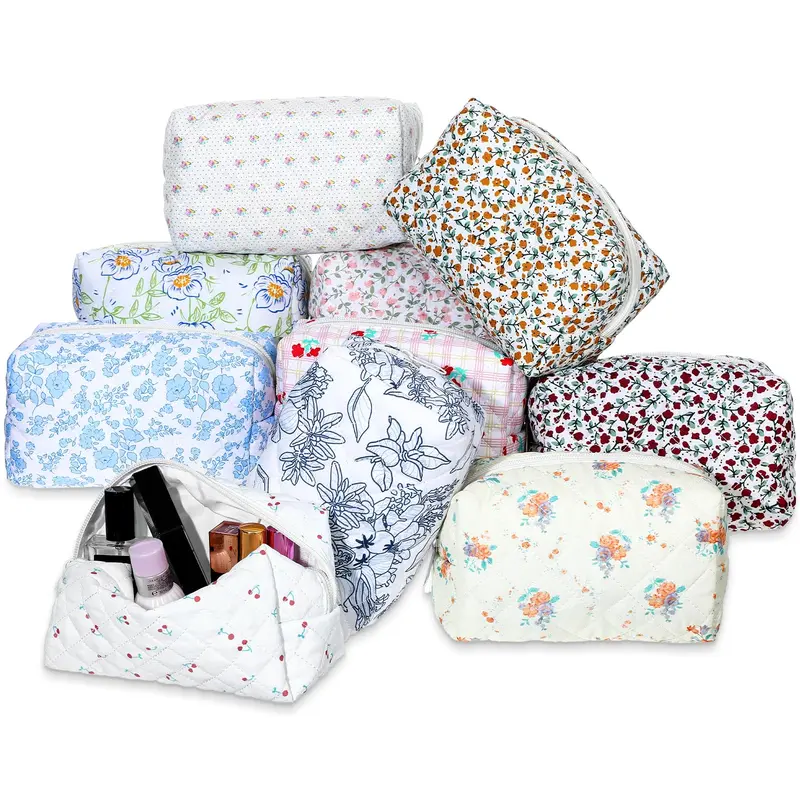 MBAIYO – Lot de 10 Sacs Maquillage Fleuris en Coton, Trousse Cosmétiques Portable
