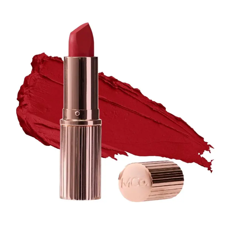 MCoBeauty Crème Matte Luxe Rouge à Lèvres Ruby Rouge – Rouge Intense, Hydratation Durable, Végan et Cruelty-Free