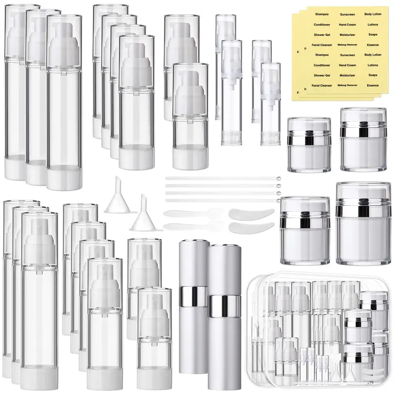 Meanplan 43 Pièces Ensemble Airless – Pots et Bouteilles de Voyage pour Soins