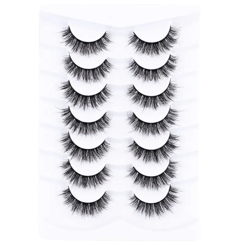 Mebver Faux Cils Œil-de-Chat – Regard Naturel et Fluffy, Lot de 7 Paires