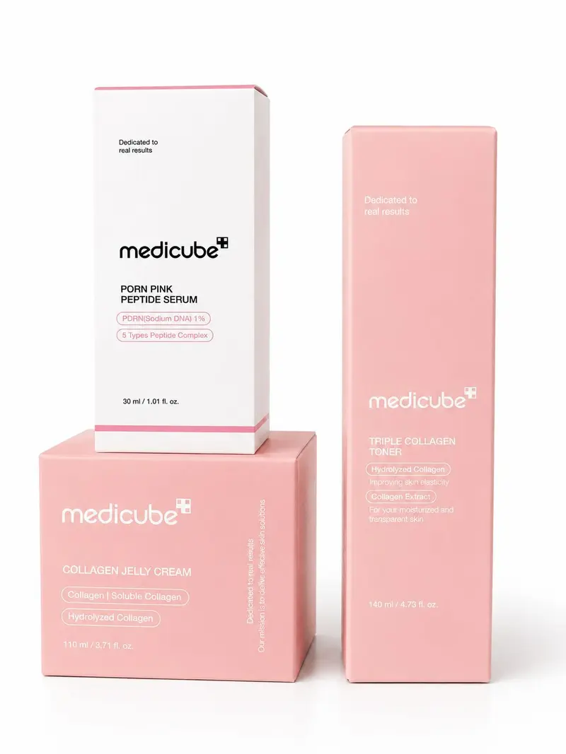 Medicube Collagen Glow Routine | Toner, Jelly Cream & Pink Peptide Serum