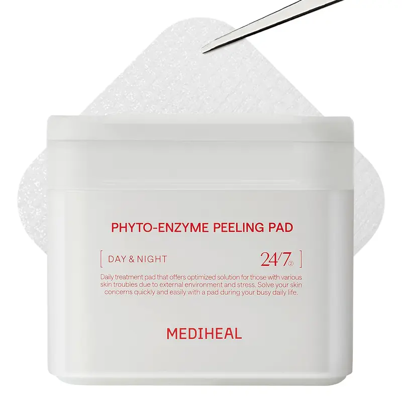 MEDIHEAL Lingettes exfoliantes Phyto-Enzyme – Exfoliation douce avec LHA et enzyme de papaye, pores resserrés et contrôle du sébum – véganes, micro-imprimées (90 lingettes)