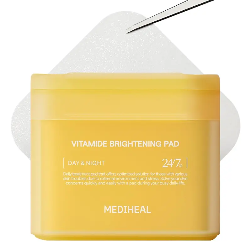 MEDIHEAL Tampons tonifiants Vitamide – Éclat et tonification de la peau, 100 tampons véganes