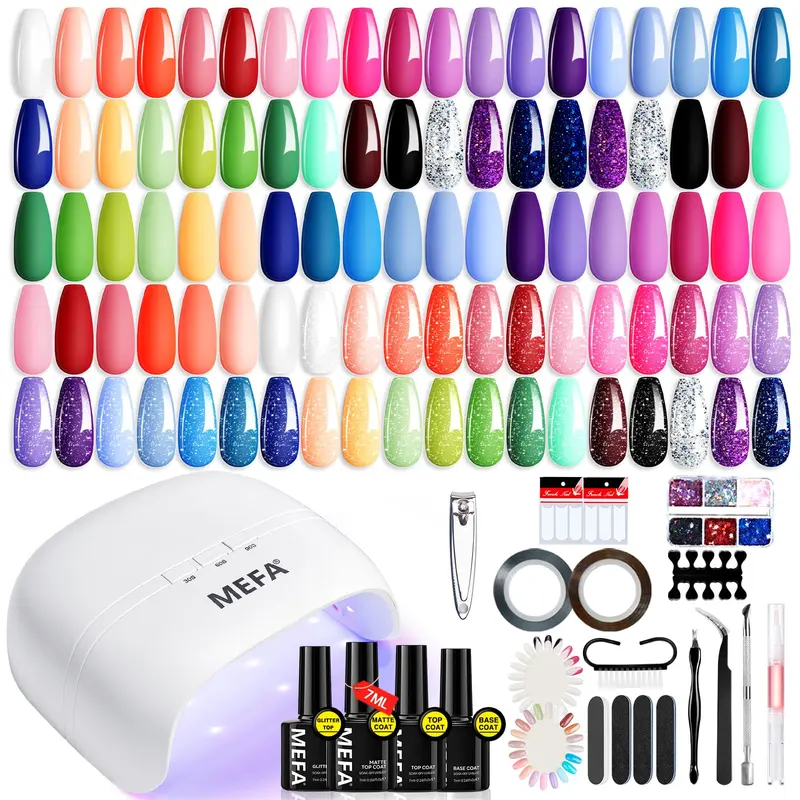 MEFA Kit Vernis Gel 32 Couleurs avec Lampe LED 72W – Pastels Printemps