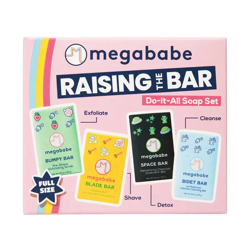 Megababe Ensemble de Savons Polyvalents Tout-en-Un — Space, Bidet, Bumpy et Blade