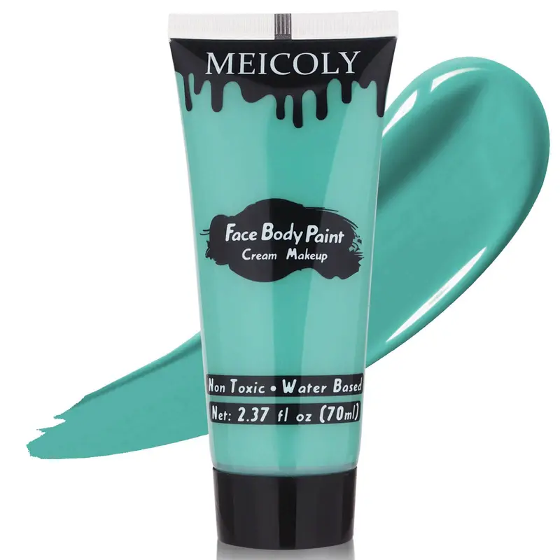 MEICOLY Crème bleu-vert Visage et Corps – Peinture corporelle à base d'eau 70 g pour Halloween et Cosplay