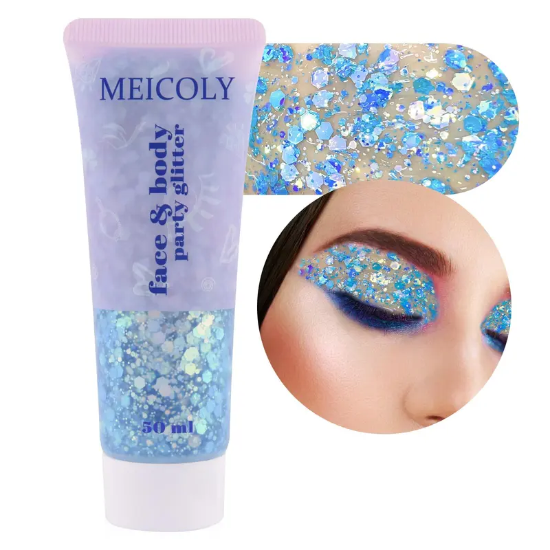 MEICOLY Paillettes Gel Caméléon Sirène Bleu – Brillance Changeante pour Visage et Corps