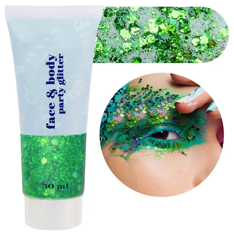 MEICOLY Paillettes Vertes pour Visage et Corps – Glitter Festif Vert