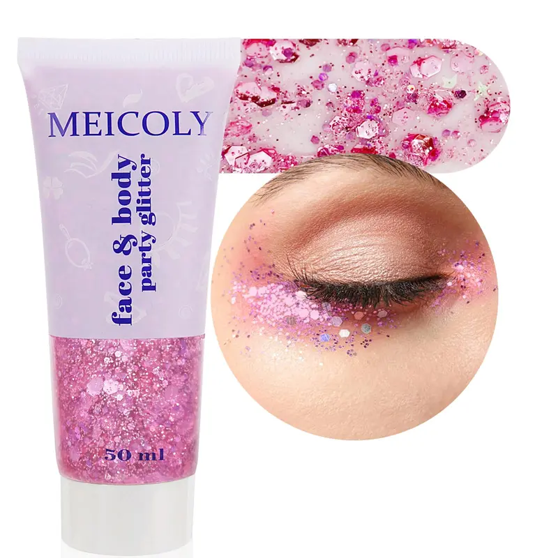 MEICOLY Valentine Rose – Paillettes Visage et Corps Auto-adhésives Holographiques