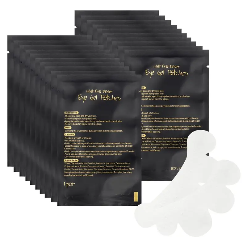 Mekupeu – 100 Paires Patchs Gel Sous-Oeil pour Extensions Cils – Patchs Hydrogel Sans Peluches (Noir)