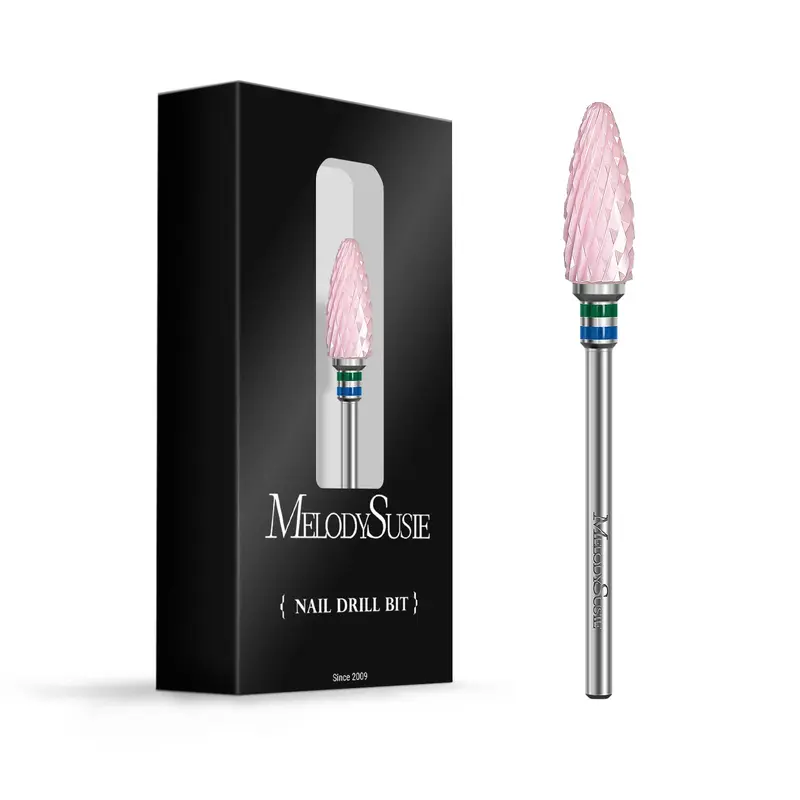 MelodySusie Bit Céramique Flamme 3/32'' – Lime Gel Acrylique Manucure Pédicure Rose, Série Bit-S, Gros Grain