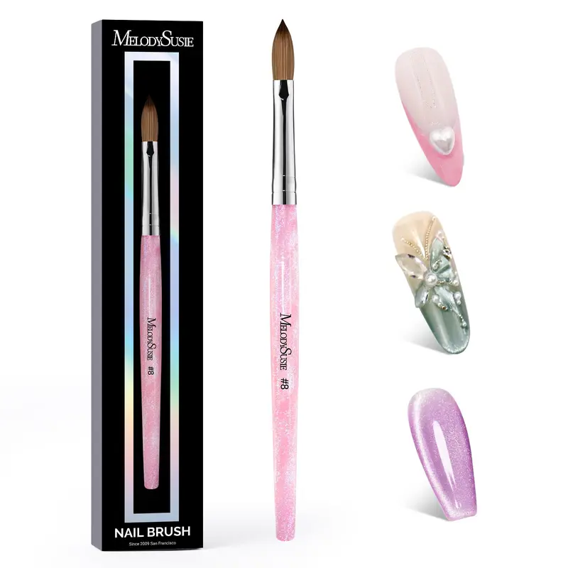 MelodySusie Brosse Acrylique Kolinsky 66% – Collection Aurora, Pinceau Fin Glitter, Taille 8