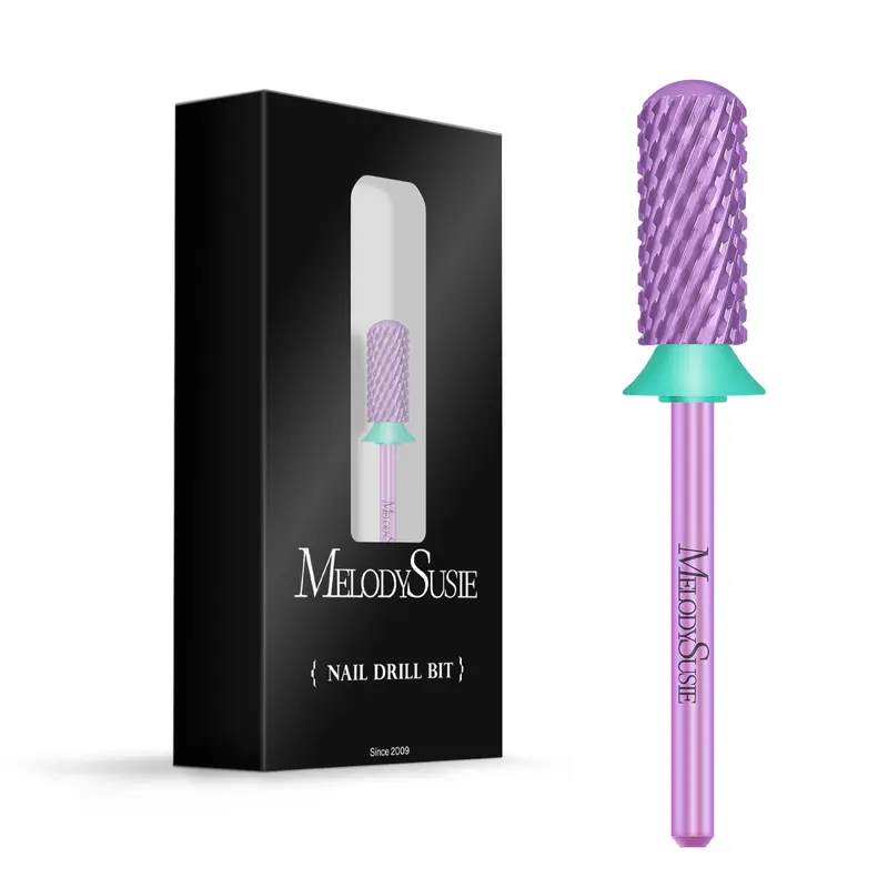 MelodySusie Embouts de Fraise pour Ongles – Carbure 3-32'', Tête Lisse, Coupe Croisée, Rotation Double, Violet
