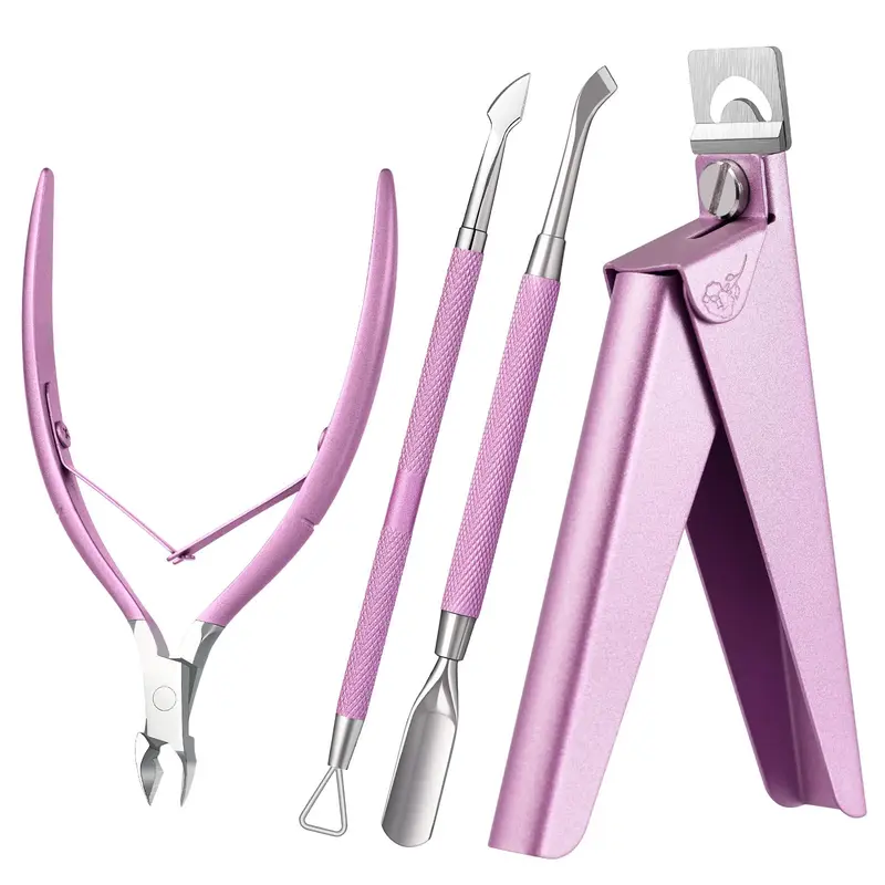 MelodySusie – Ensemble coupe-cuticules 4 en 1 en acier inoxydable pour manucure à domicile