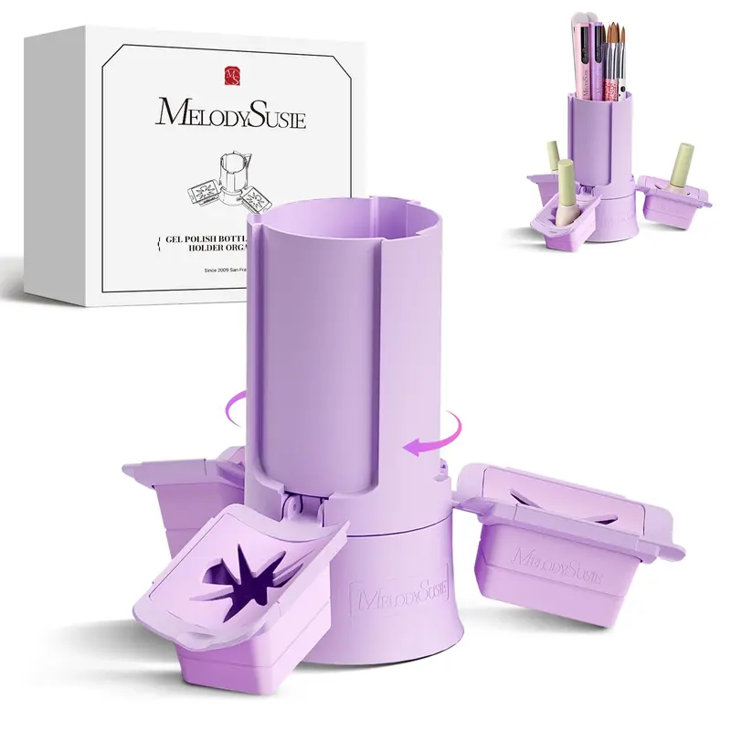 MelodySusie GelCarousel | Porte-bouteilles de vernis et Organisateur d’outils pour ongles, Rotation à 360°, Violet