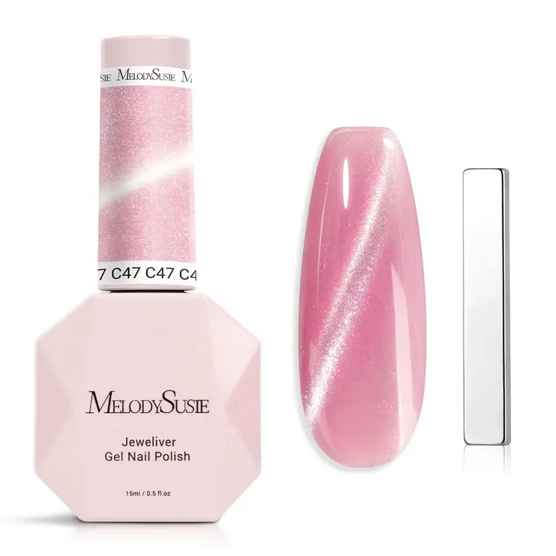 MelodySusie Jeweliver Cat Eye Gel Vernis Rose Pailleté Magnétique | Vernis UV 0,5 oz