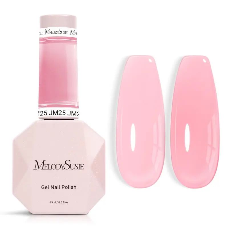 MelodySusie Jeweliver Jelly Gel Polish JM25 – Vernis gel translucide rose, UV/LED, nail art à domicile