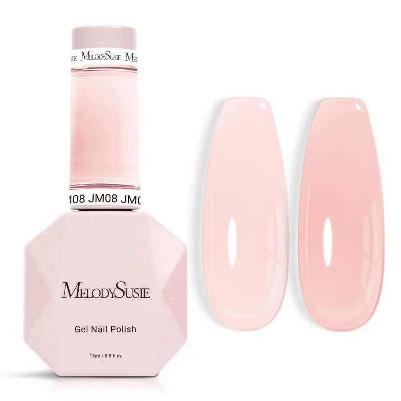 MelodySusie Jeweliver Nude Vernis Gel Pastel – 15 ml, effet jelly translucide, séchage UV/LED