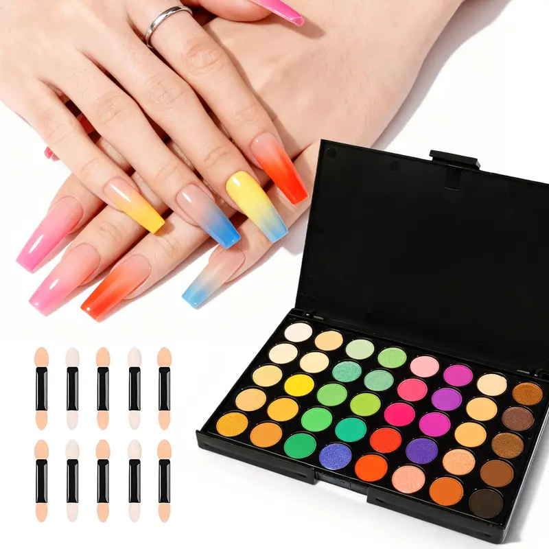 MelodySusie Kit Pigments Ongles – 40 Couleurs, Ombre Facile, Manucure à Domicile Professionnelle