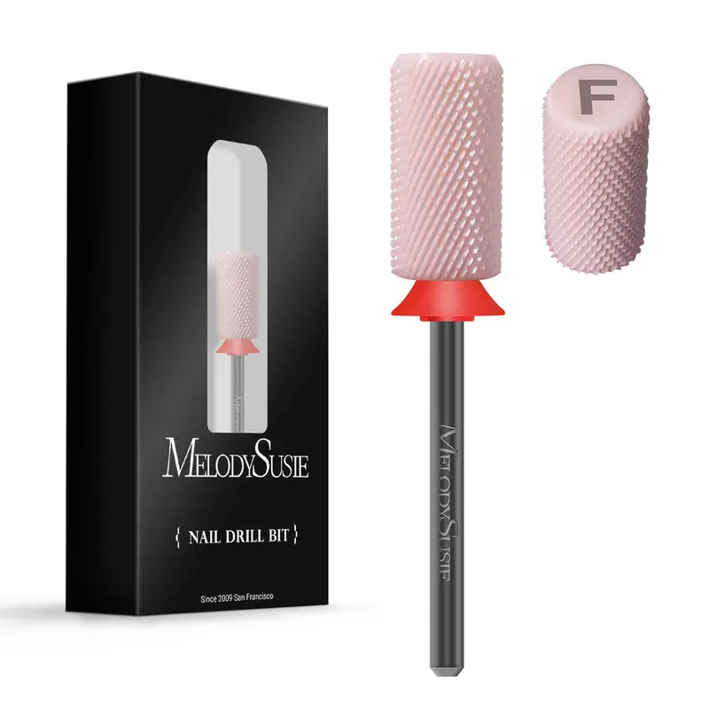 MelodySusie – Mèche Céramique Chamfer Flat Top Gros Barrel 3/32'' – Rotation Bi-directionnelle – Rose – Fin