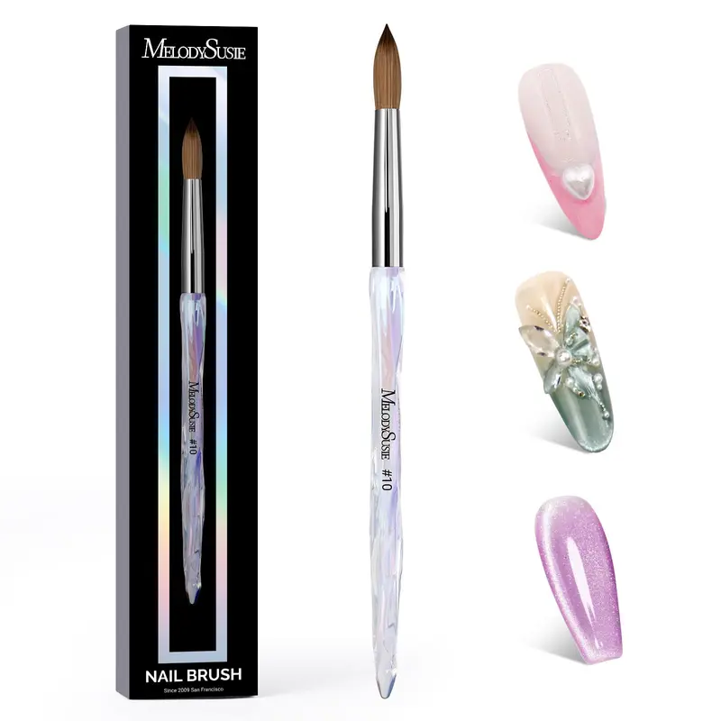MelodySusie Pinceau Acrylique Kolinsky – Poils 100% Kolinsky, Extensions et Sculpture 3D, Taille 10