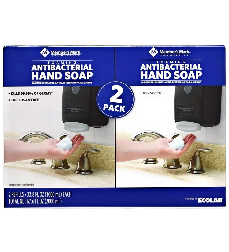 Member's Mark Savon Mains Mousse Antibactérien – Lot de 2 Recharges 33,8 oz chacune (67,6 oz total)