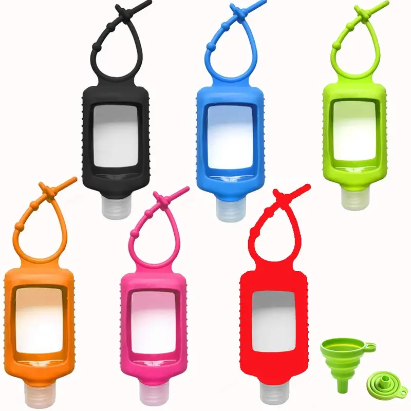 MEMOVAN Bouteilles Plastiques Transparentes 60 ml – Lot de 6 avec Manchon Silicone et Attache-Clé, Bouchon Flip Sans Fuite