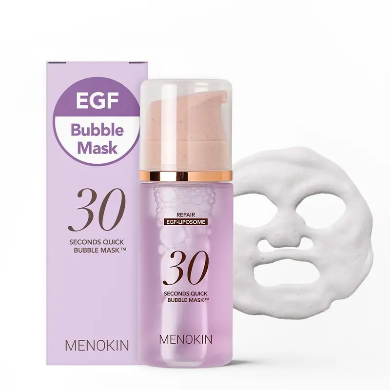 MENOKIN Masque Bulles 30 Secondes – Réparation, liposome EGF, micro-bulles, 70 utilisations