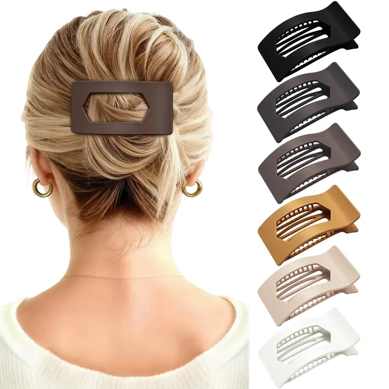 Mesovor Lot de 6 Pinces Cheveux Plates à Griffes — Attache Forte, Longueur 10 cm, 6 Coloris