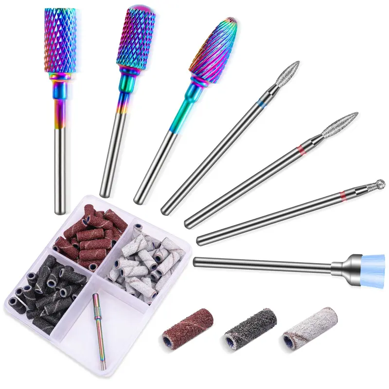 METHELIX Forets Carbure Ongles – Ensemble 7 Pièces et Bandes Ponçage Mini 75 Pièces