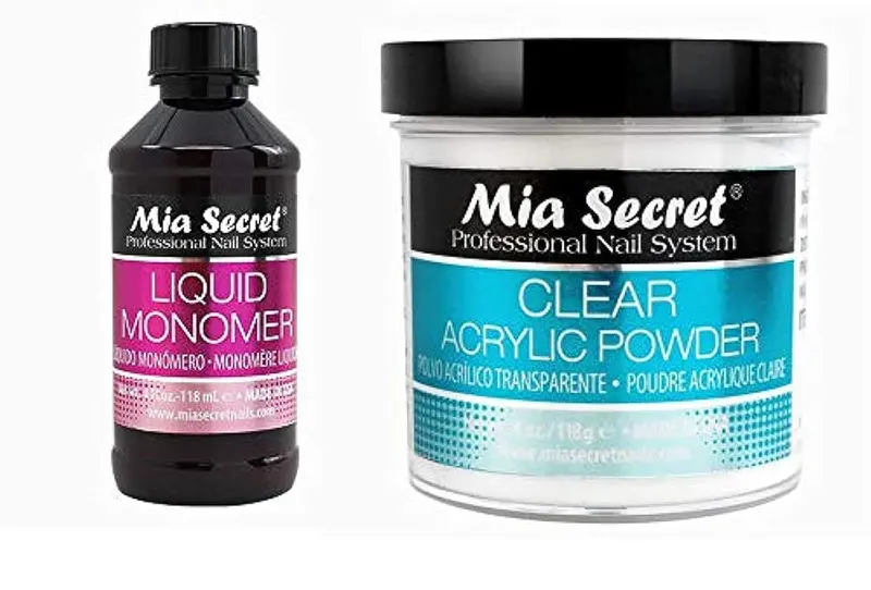 MIA SECRET – Monomère liquide 4oz + Poudre acrylique claire 4oz pour art des ongles