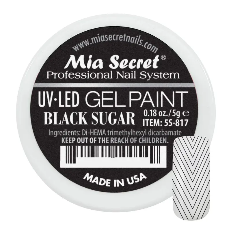 Mia Secret – Peinture Gel Art Noir Sucre (5 g) – Design d’Ongles Professionnel UV/LED