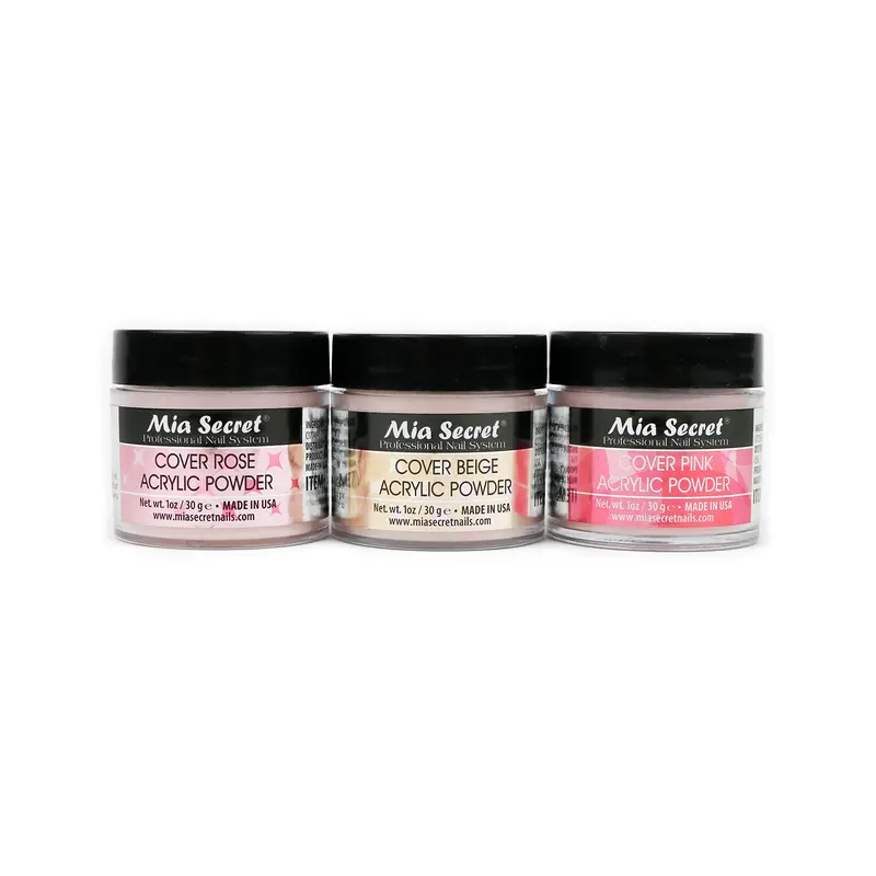 Mia Secret Poudre Acrylique de Couverture – Ensemble 3 pièces Rose, Beige et Rose clair, 1 oz