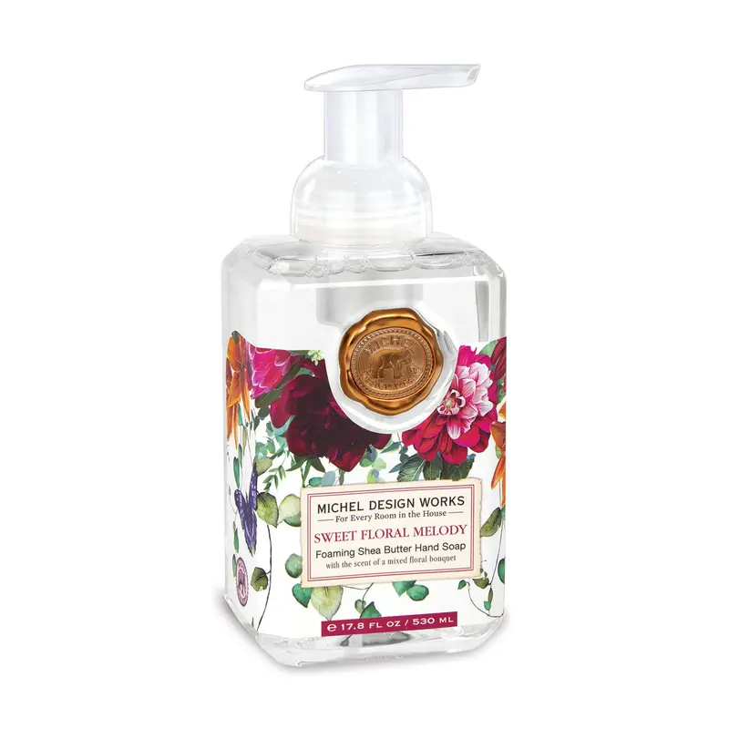 Michel Design Works Savon Moussant pour les Mains 17,8 oz – Douce Mélodie Florale, Pompe Carrée