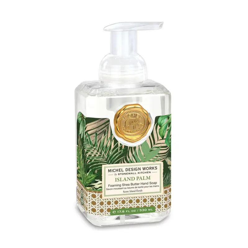 Michel Design Works Savon Moussant pour les Mains 17,8 oz – Île Palmier, Karité & Aloe, Pompe Carré