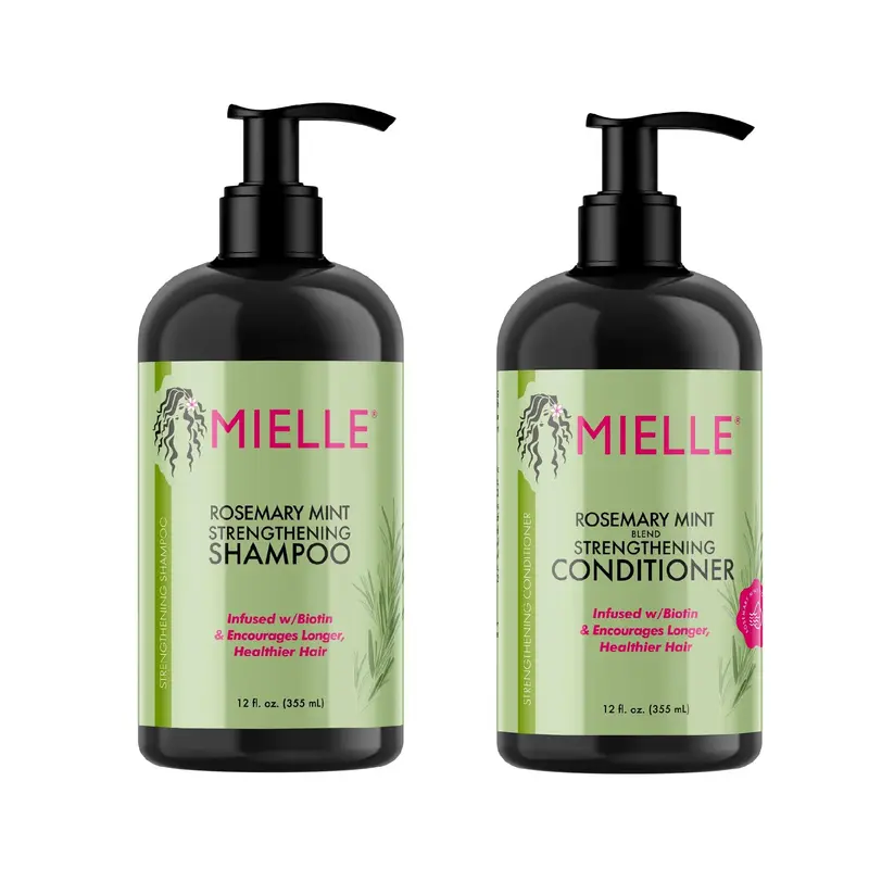 Mielle Organics Rosemary Mint – Shampoing fortifiant à la biotine + Après‑Shampooing – Ensemble 2 pièces