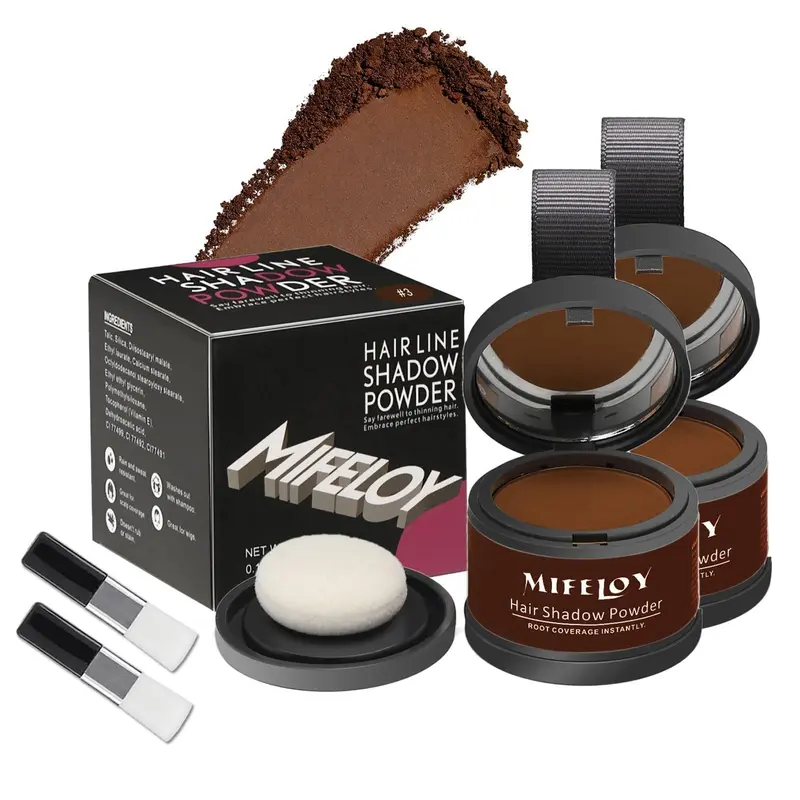 Mifeloy 2 Pack Poudre Coloration Racines – Retouche rapide, Brun Foncé