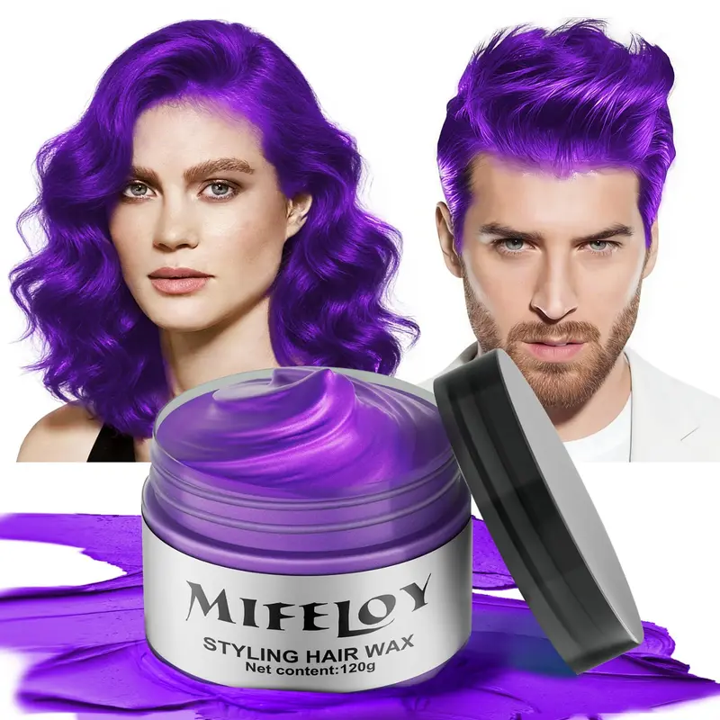 Mifeloy Cire-Teinture Cheveux Violet – Coloration Temporaire Lavable et Style Facile