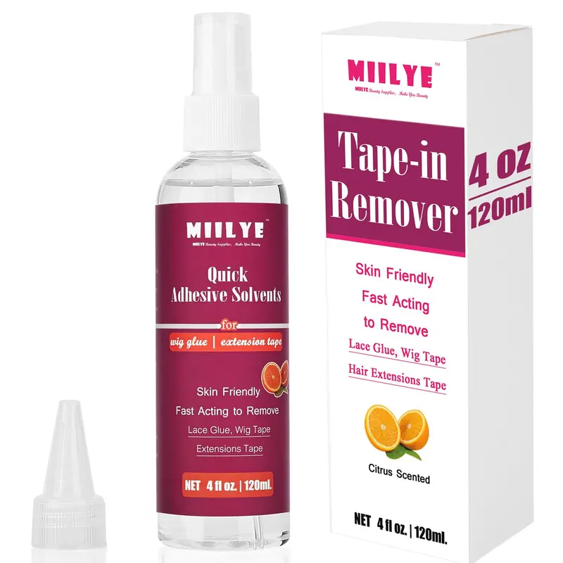 MIILYE Dégraissant pour extensions et perruques à dentelle frontale – Flacon pulvérisateur 120 ml, retrait rapide et doux des adhésifs