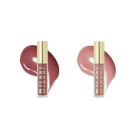 Milani Lip Gloss Set Keep It Full – Acide hyaluronique et peptides pour des lèvres douces et pulpeuses (2 × 0,13 oz) Rosewood + Soft Rose