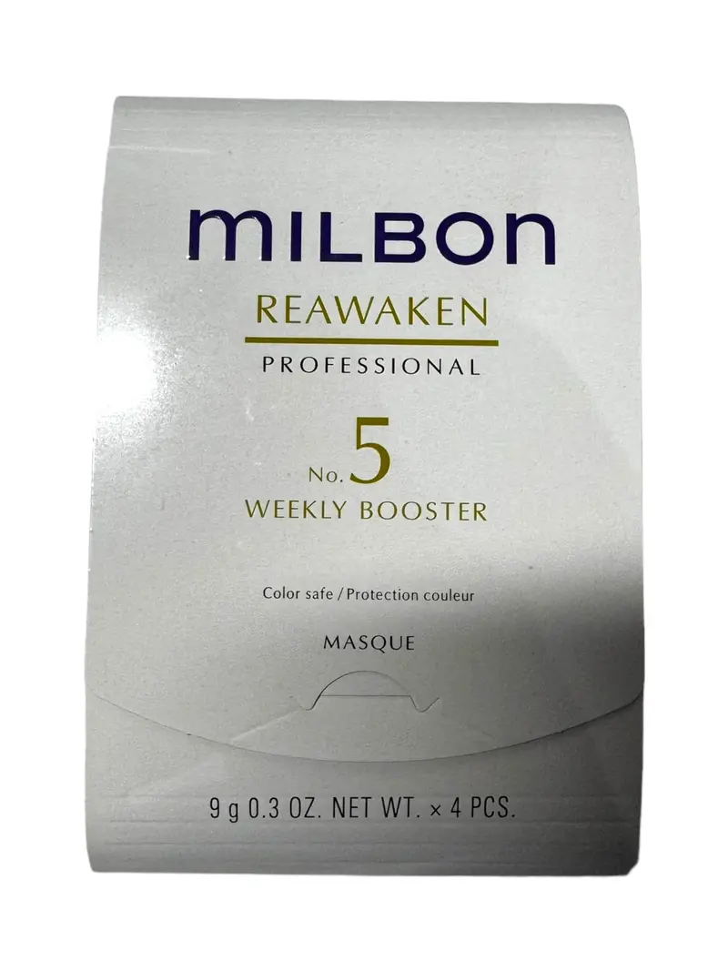 Milbon N° 5 Reawaken Professionnel – Booster hebdomadaire pour cheveux colorés, masque capillaire, 4 x 9 ml