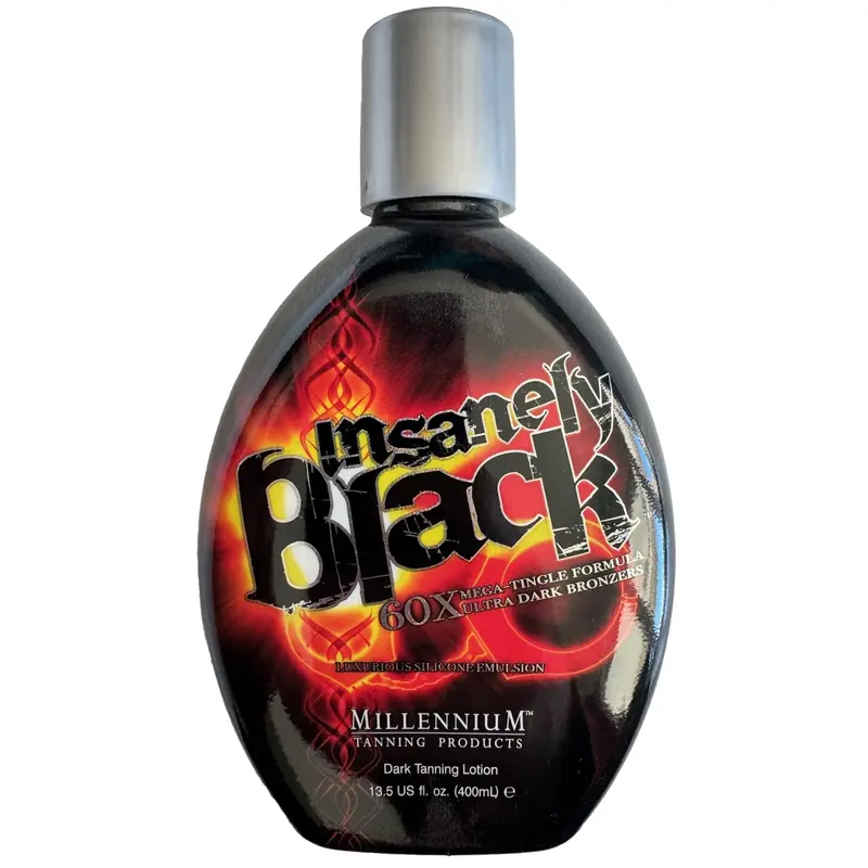 Millennium Tanning Insanely Black 60x – Lotion bronzante ultra-dark avec effet tingling (13,5 oz)