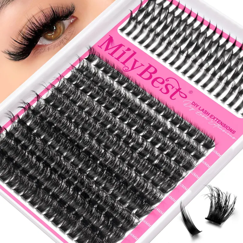MilyBest Lash Clusters 100D – Extensions D Curl 13–19 mm, Volume Pointu à réaliser soi-même