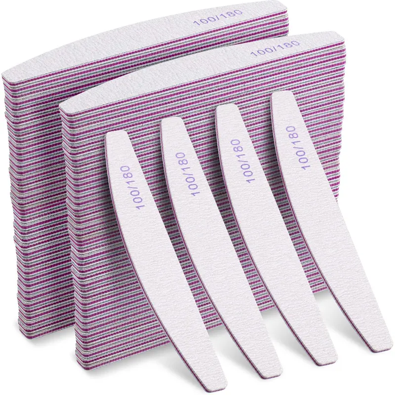 Minatee – 150 Limes à Ongles Double Face 100/180, Courbes, Réutilisables – Outils Manucure pour Salon et Maison