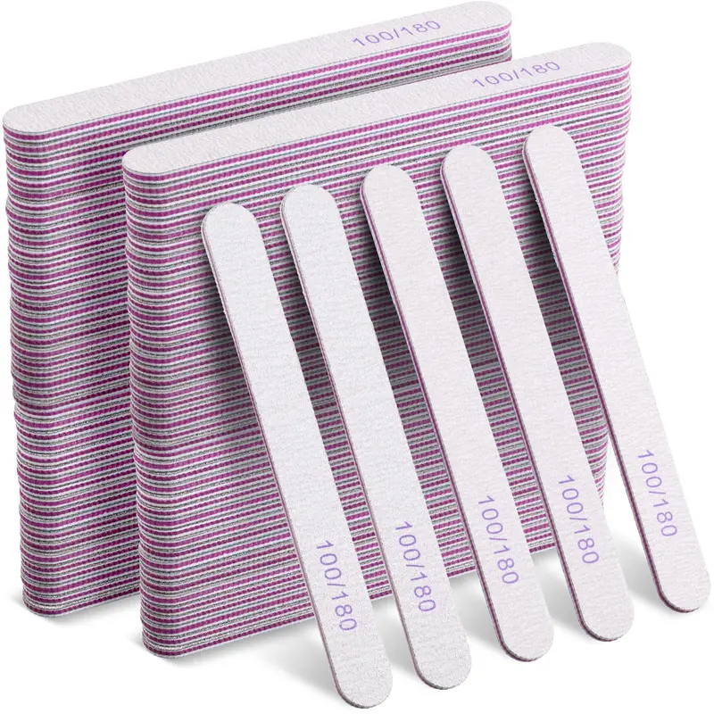 Minatee Limes Double Face – 150 Pièces, Grain 100/180, Limes à Ongles Lavables et Réutilisables pour Naturel et Artificiel